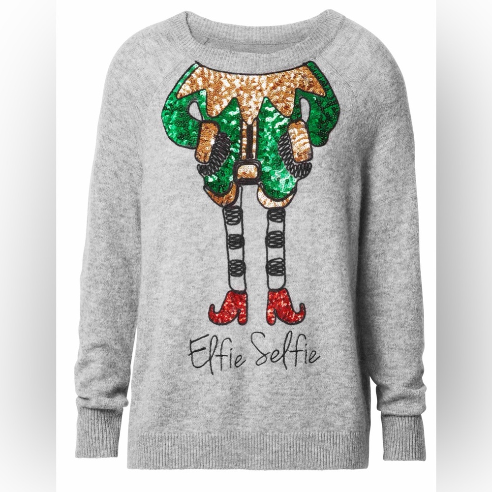 H&M Katy Perry Sequin Elfie Selfie Holiday Ugly Christmas Sweater
